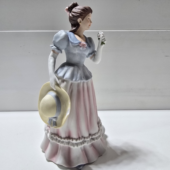 HOMCO 1452 Lady Camille Figurine Statue Victorian Woman with Hat Pink Blue - Picture 5 of 6